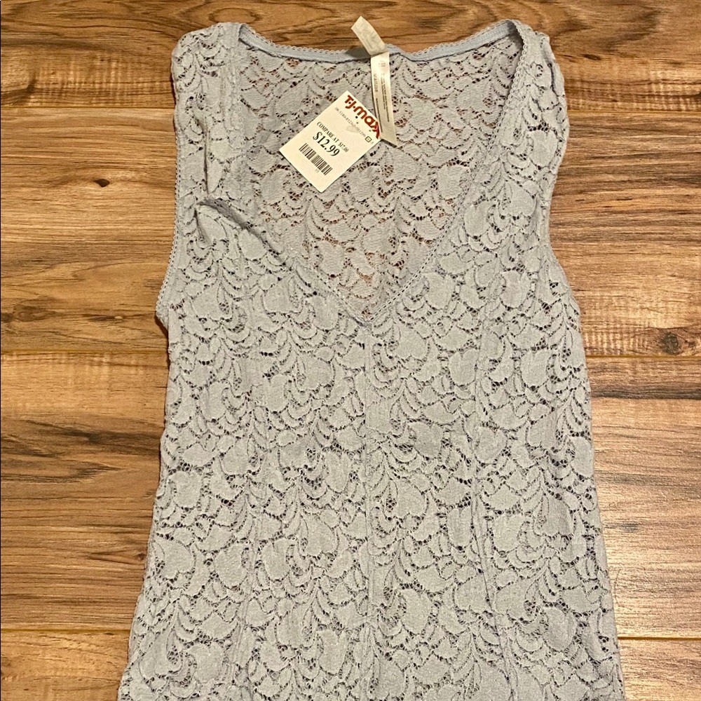Blue lace shear bodysuit